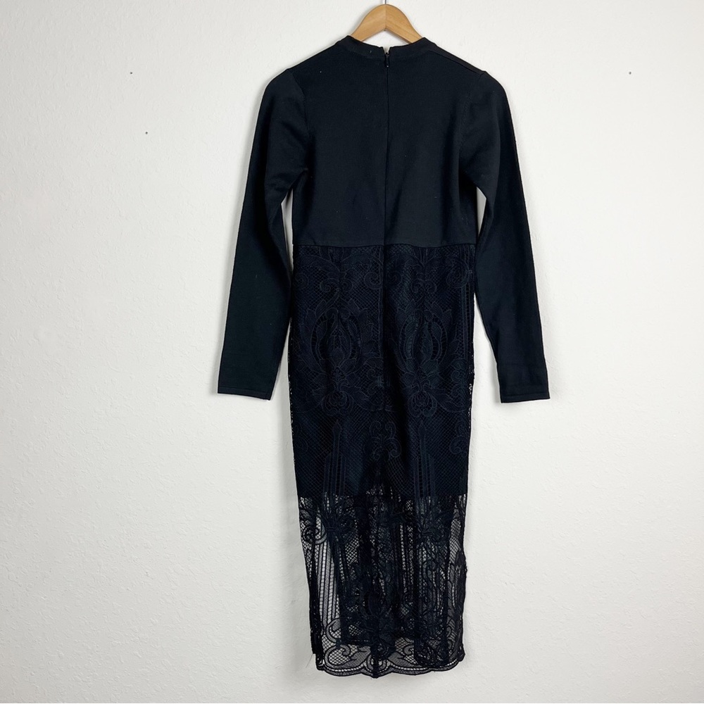 Endless Rose Black Long Sleeve Lace Dress Size Medium - Picture 5 of 6